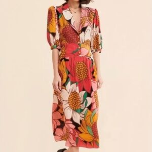 Farm Rio sunflower summer midi dress xs
